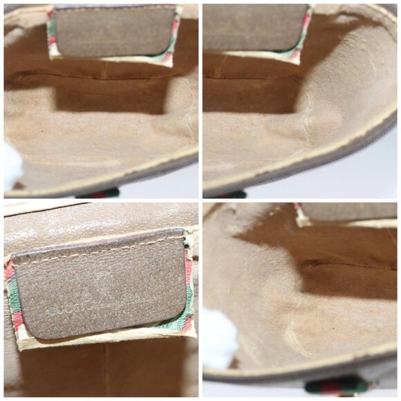 GUCCI GG Supreme Web Sherry Line Shoulder Bag PVC Beige Red - Picture 14 of 15